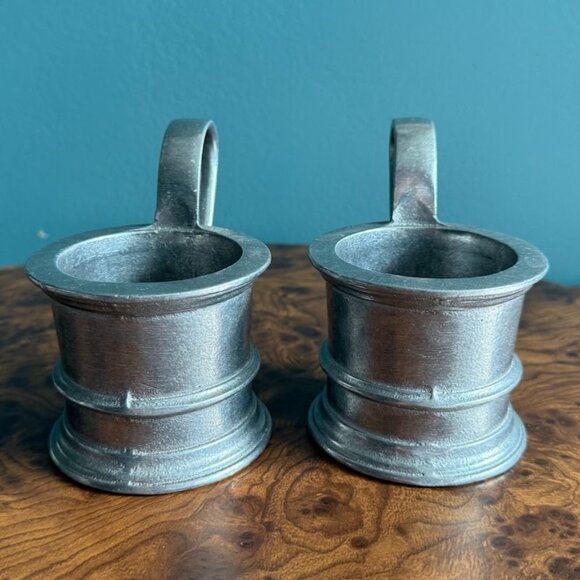 Vintage Wilton RWP Pewter Glass Mug Holder Set of 2 - Picture 3 of 11
